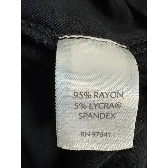 J. Jill knit dress midi black stretch scoop neck elbow sleeve layered drape Sz M - Picture 7 of 8